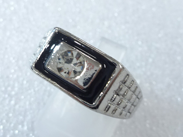 エナメル　クリスタル　指輪(21.5号)